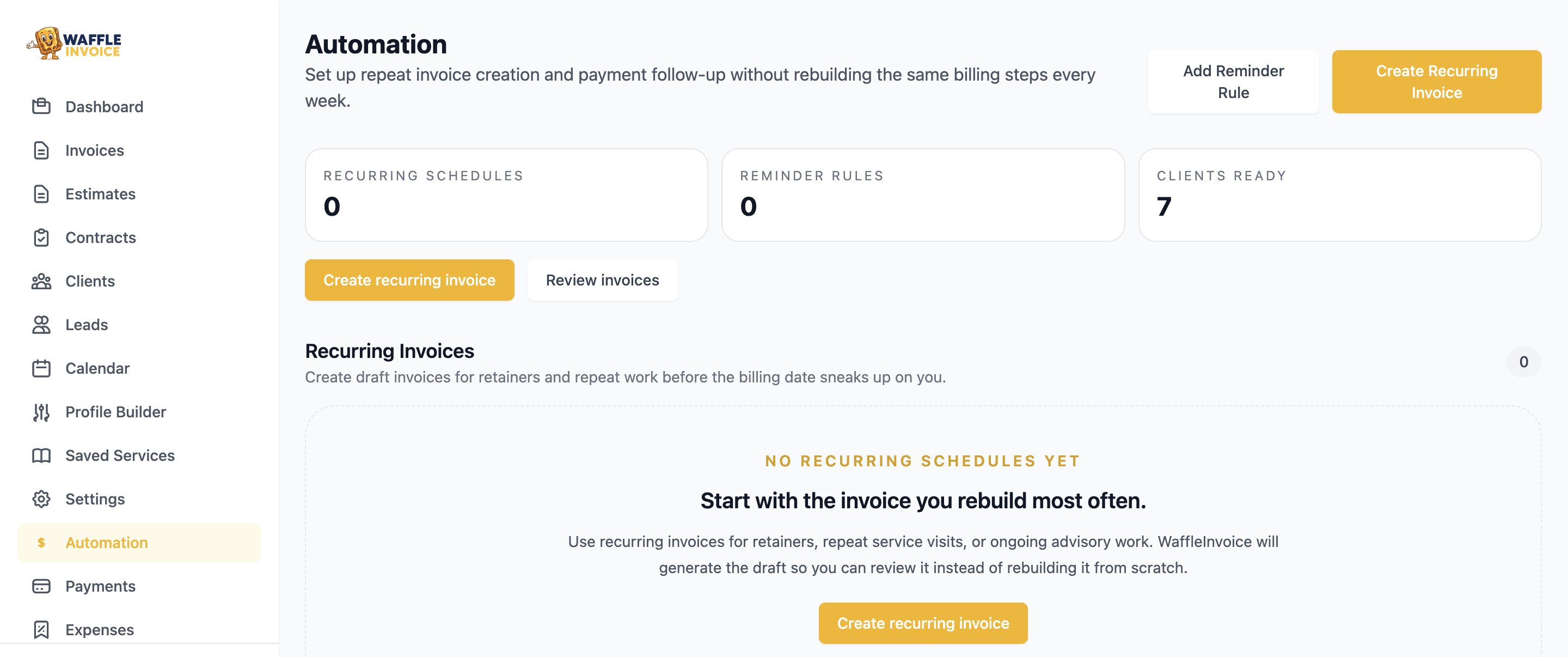 VenueBill automation for recurring invoices